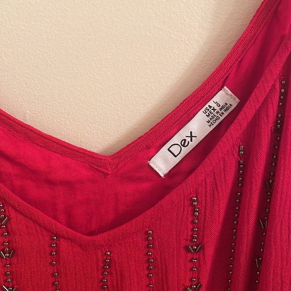 Dex Red Bead Encrusted Tank Top-Size L - Picture 3 of 3